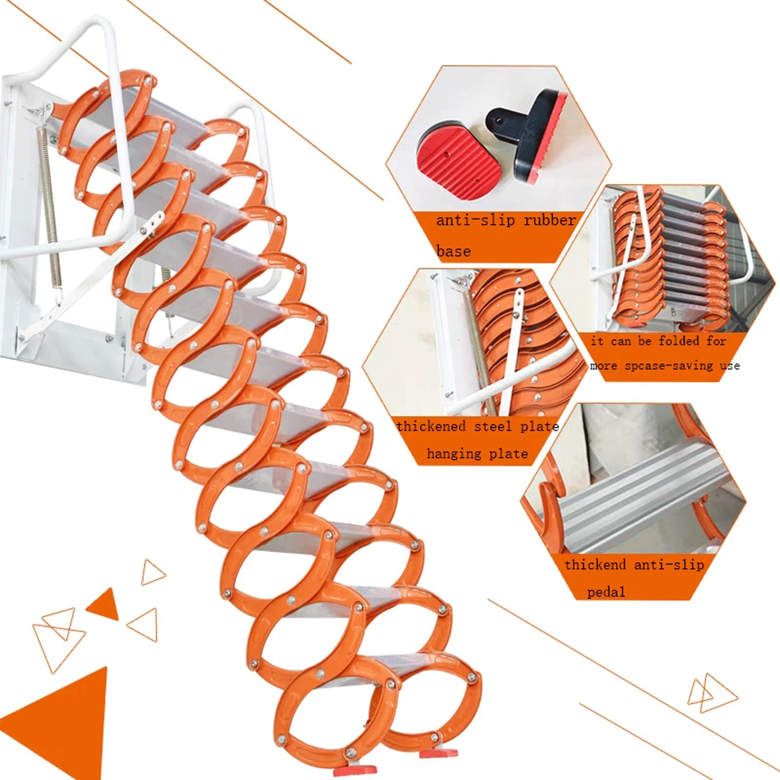 Escalera Loft Manual Montaje en Pared Techo Plegable