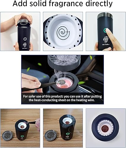 Miniatura 5 de Quemador de incienso eléctrico, quemador de incienso eléctrico para automóvil, portátil, recargable por USB, quemador de incienso electrónico,