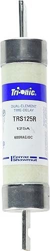 Mersen TRS-R Tri-Onic Time-Delay/Class RK5 Fusible, 600VAC/600VCC, 200kA AC/100kA DC, 125 amperios, 1-13/16" de diámetro x 9-5/8" de longitud