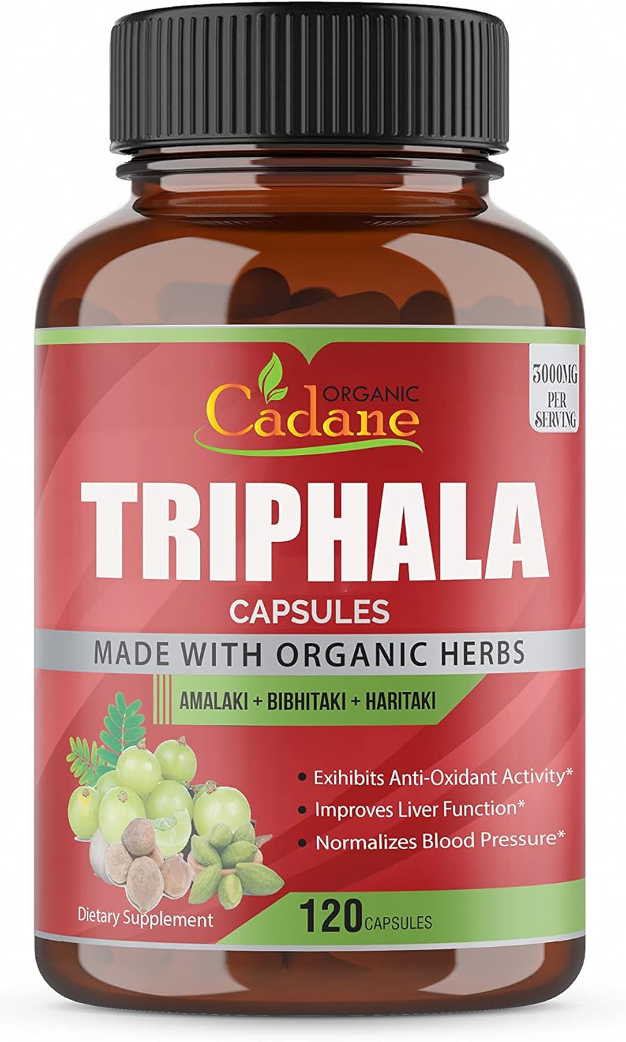 Organic Triphala (3 Fruit Powders) Capsules 3000mg, 120 Veggie Capsules | Improves Digestion, Colon Cleansing, Maintain Normal Regularity | Supports Immune System Supplements : Health & Household