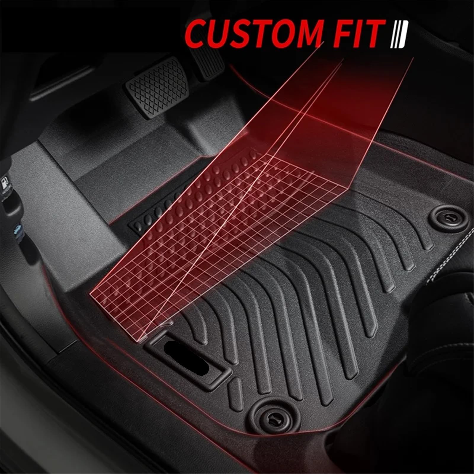 TPE Car Foot Mats Rubber Trunk Thermoformed Deep Dish Matting for Toyota Camry 2025 Carpet Floor Grey — view 4