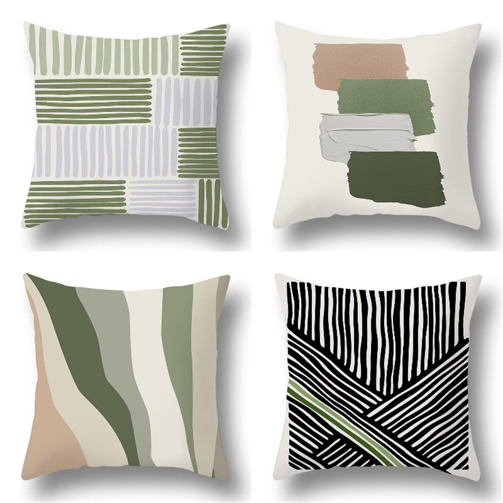 Juego de 4 Funda Cojin 60x60cm Fundas Cojines Sofa Verde Doble Cara Suave Cojines Exterior Impermeable Resumen Cuadrado Funda de Almohada para Sofá Coche Cama Sillas Cojines Decorativos S-3837