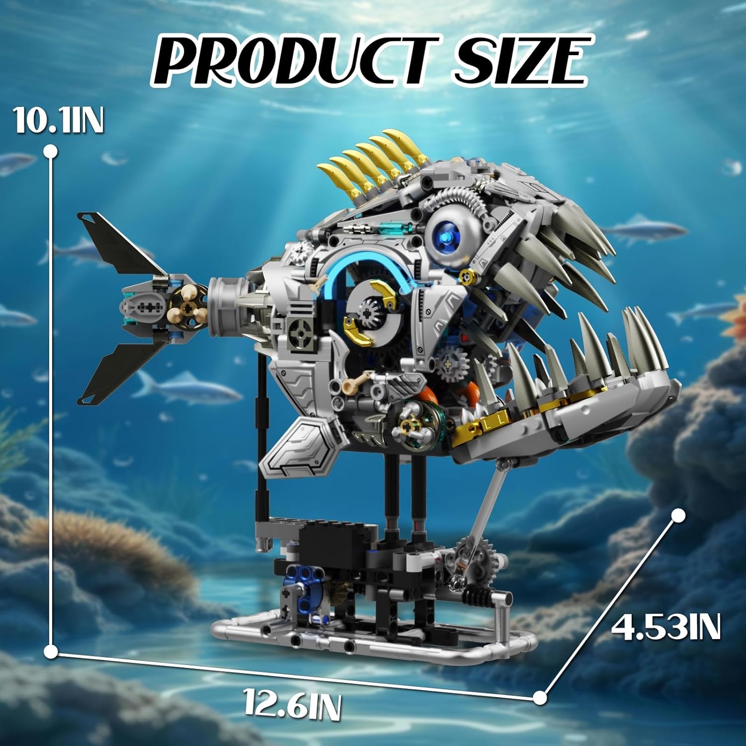 Mechanical Lantern Fish Building Set, Sea Animal Model Kit with Lights, Ideas Ocean Building Set for Home Office Decor, Ideas Toy Gift for Teens Adults 14+ (1085PCS) - Image 4