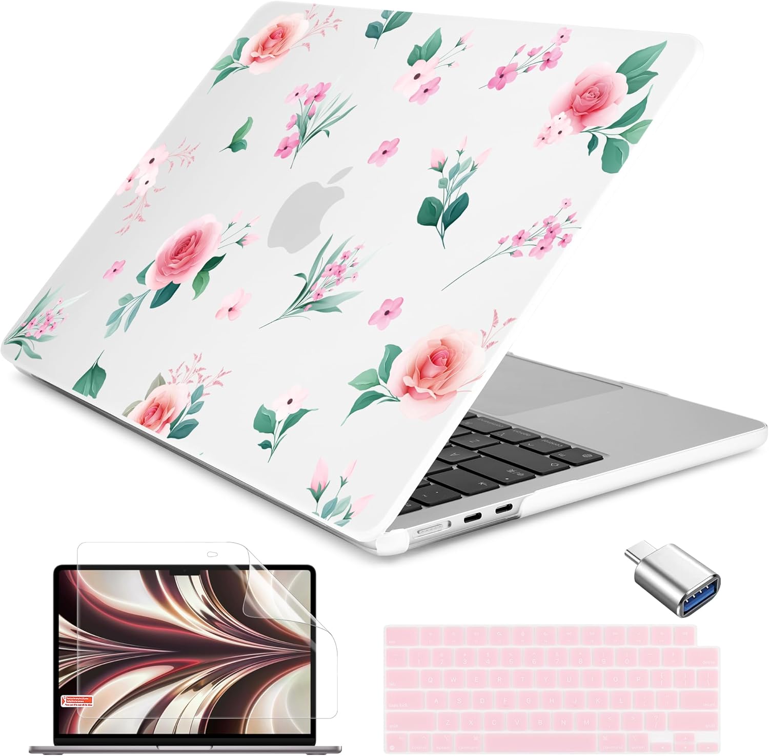 Batianda Case for New MacBook Air 13.6 inch with M5 M4 M3 M2 Chip 2026 2025 2024 2022 Release Model A3449/A3240/A3113 Ultra Slim 1.2mm Glossy Hard Shell & Keyboard Cover & Screen Protector, Waves