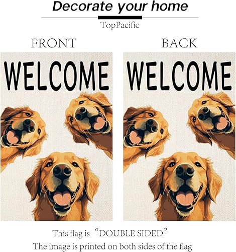 Miniatura 7 de TopPacific Golden Retriever - Bandera de jardín para perro, bandera de bienvenida para el jardín, bandera de arpillera de doble cara para