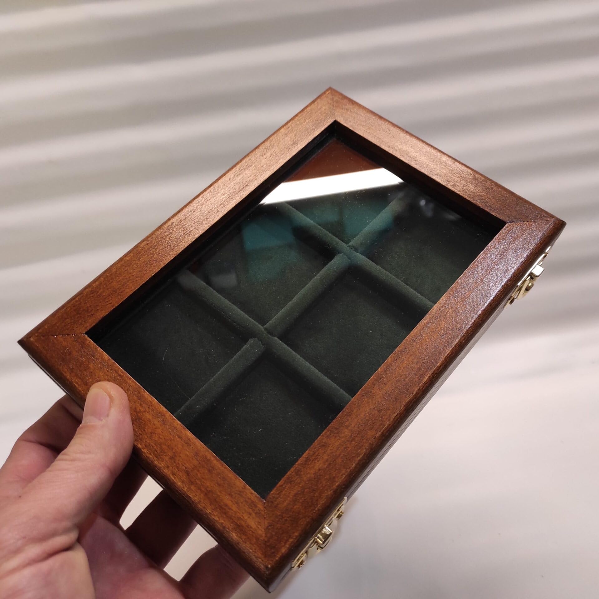 Cofanetto in legno per monete da collezione 6 caselle 50x50 mm, personalizzabile, velluto italiano, numismatica – Coins&More