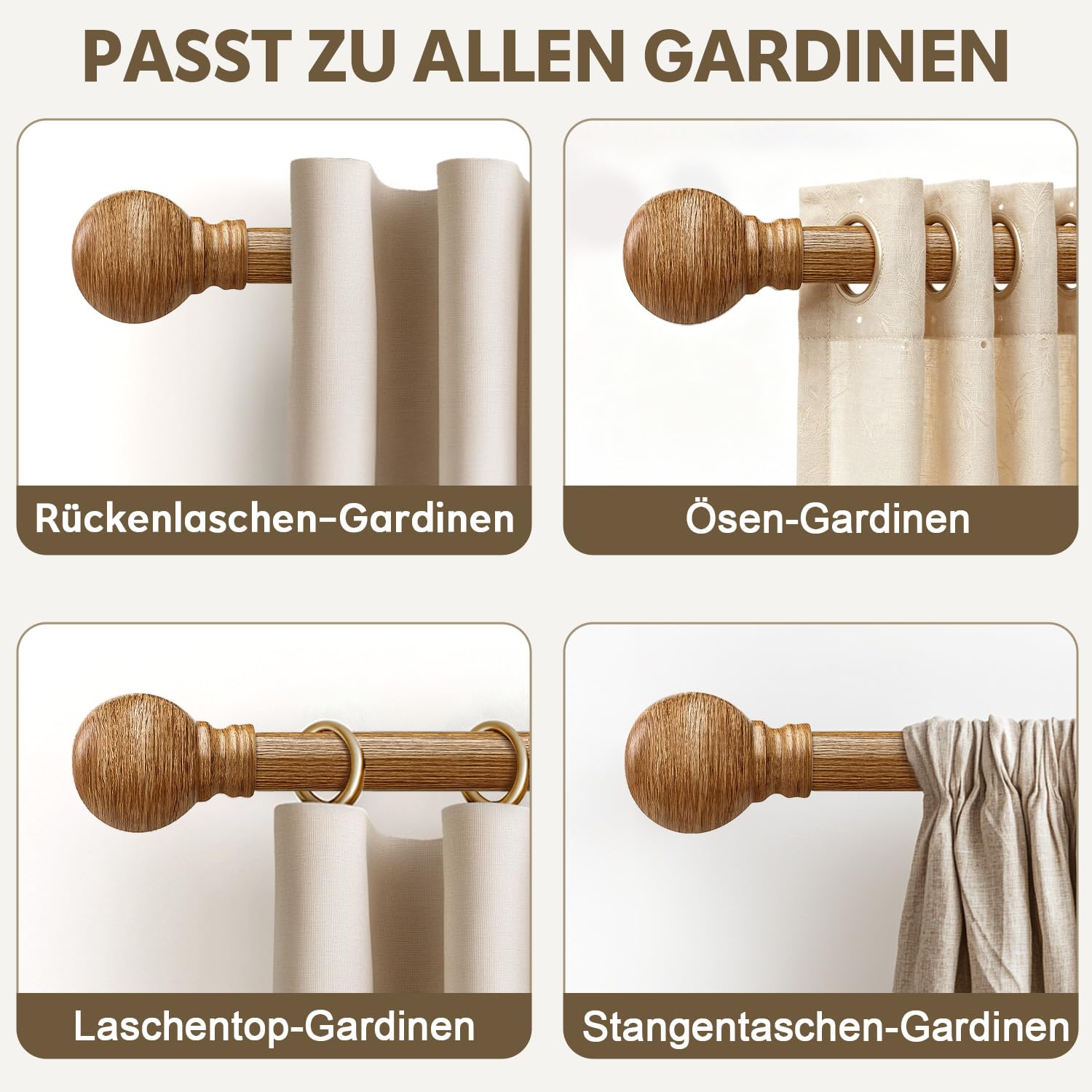 Bastone Tenda Estensibile Effetto Legno,Lunghezza 82-148 Cm, Stile Rustico,Montaggio A Parete,Diametro 25 Mm,Portanza 15 Kg, Non Si Piega,Adatta Per Interni Camera Da Letto e Salotto
