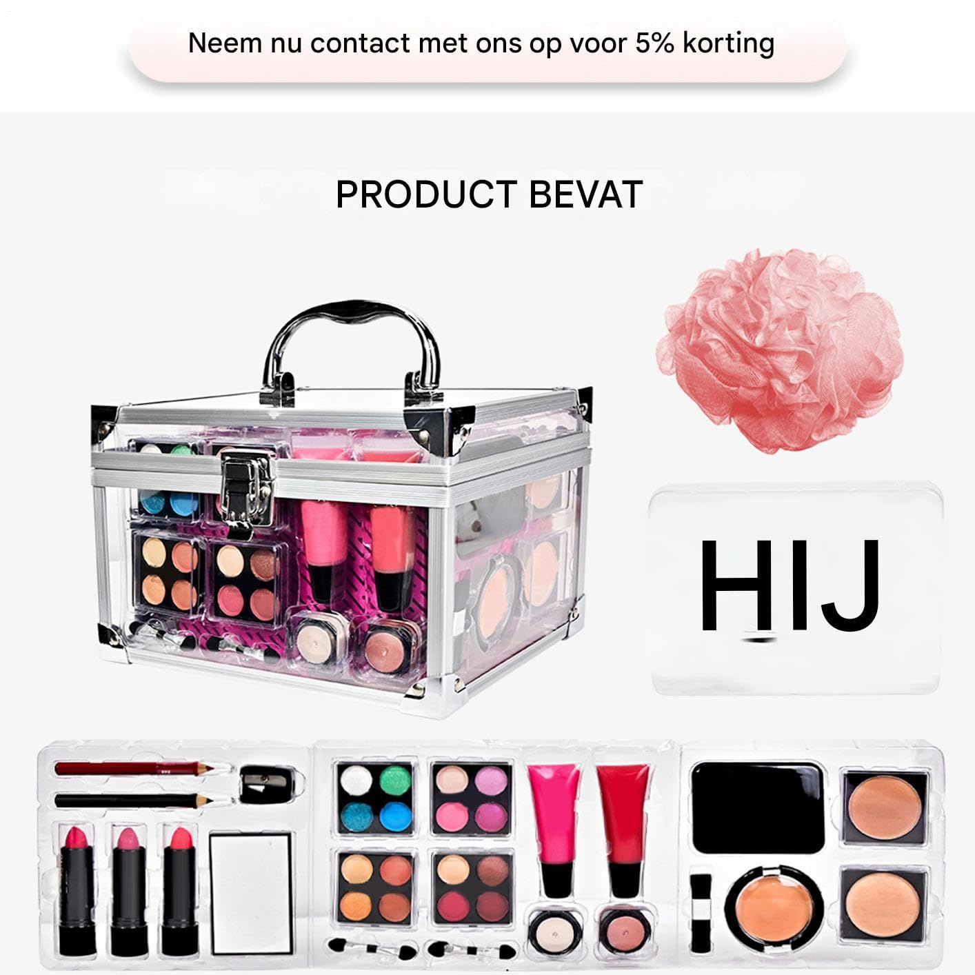 Kit Trucco per Principianti Set Da Viaggio Compatto Con | Portatrucchi con Ombretti Fard Pennelli per Adolescenti Viaggio Teatro Matrimonio Sposa Halloween