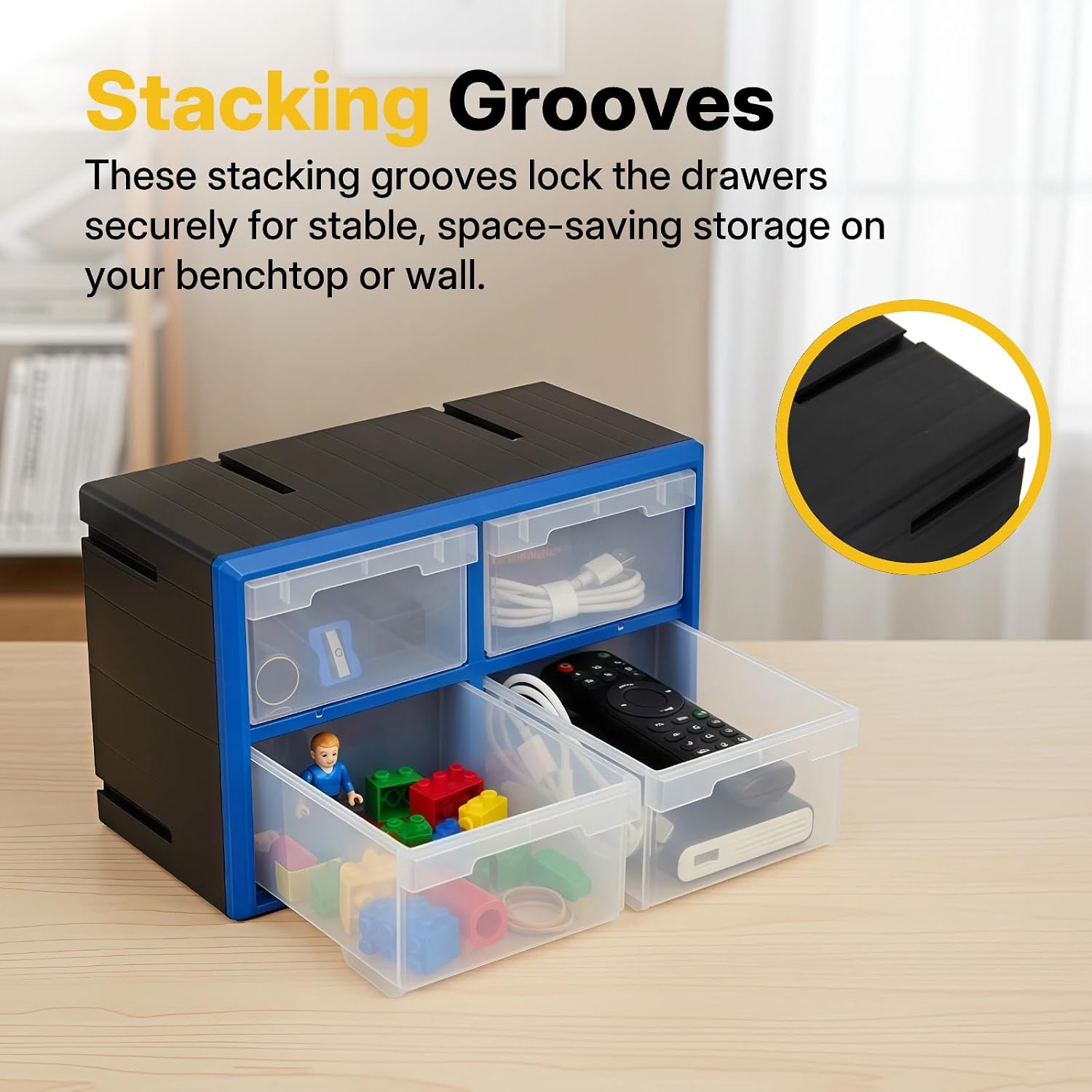 Northsky 4-Drawer Small Parts Cabinet, Stackable, Clear, 14.17 × 7.09 × 9.45 in 4 * Clear