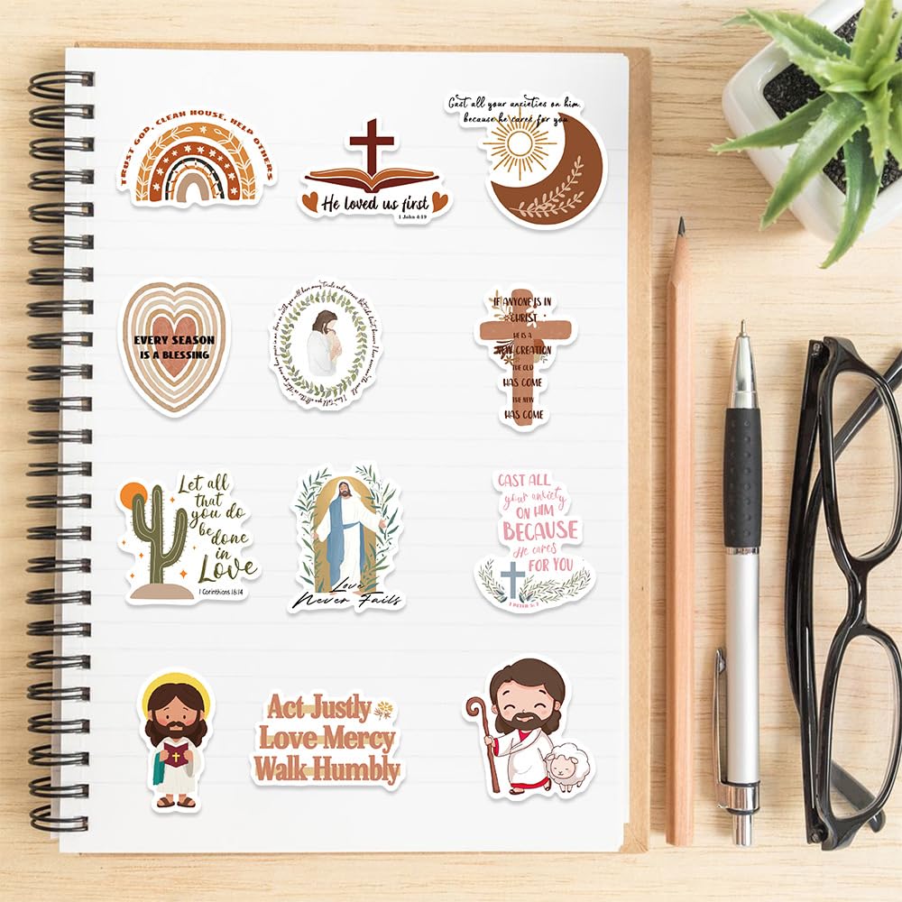 100 Pcs Inspirational Priest Stickers - Cute Vinyl Stickers for Water Bottle Laptop, Scrapbook, Journaling - Waterproof - Image 3