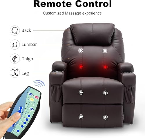 Miniatura 7 de Korser Silla reclinable, mecedora con masaje y calor, sillas reclinables giratorias de 360 para adultos, mecedora manual reclinable con control