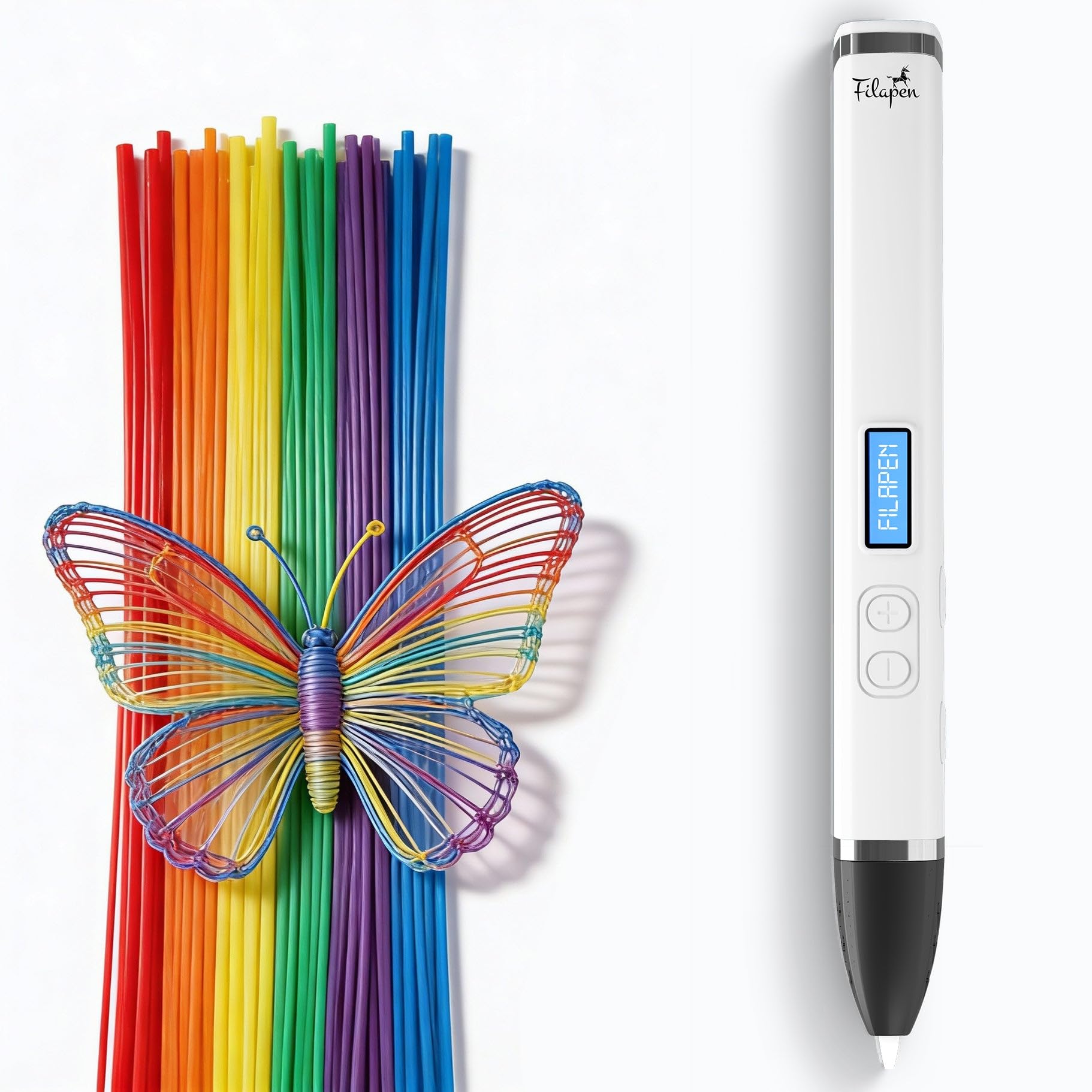 Filapen High Quality 3D Pen Set, White, PCL Filament, No Risk of Burns, Ages 8+, 25m Filaments + Stencils