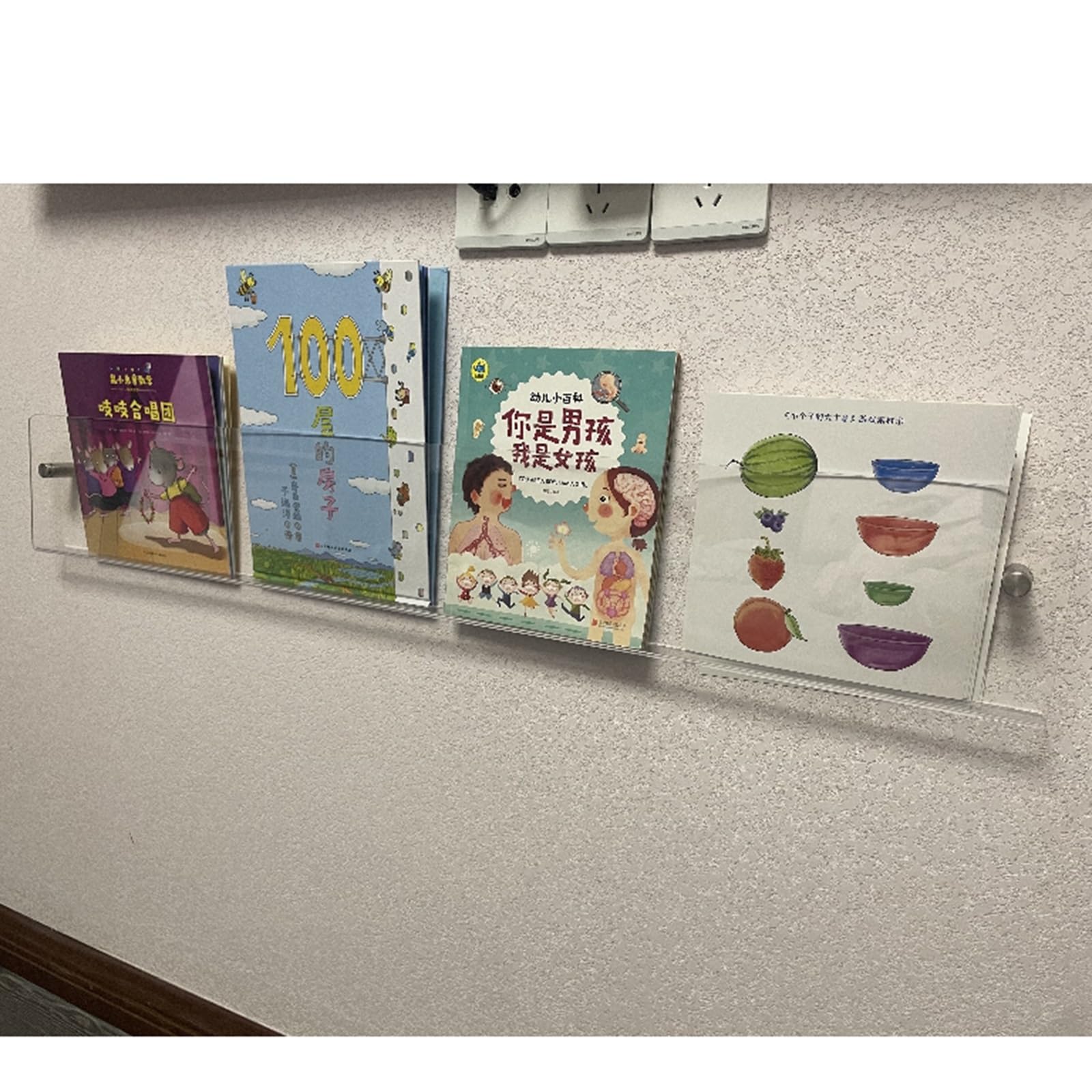 Clear Brochure Holder Stand 1 2 3 Tier, Acrylic Wall Mount Magazine Rack Literature Storage for Kids Room, Coffee Shop, Office, Waiting Room Decor, Hanging Bookshelf ( Color : 1 Pack , Size : L 100cm/