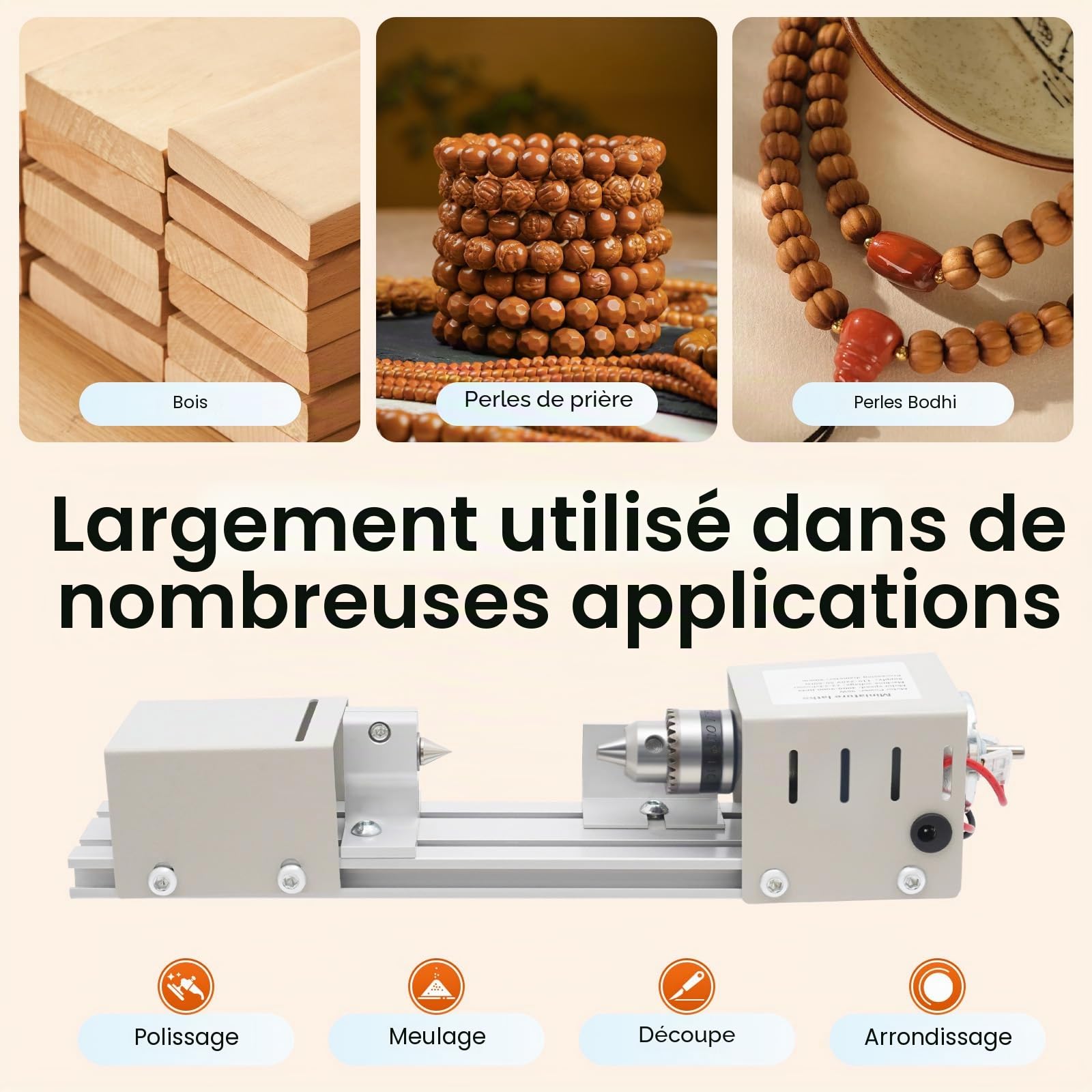 Mini tour 100 W 220 V Tour précis Machine à perles 4000-9000 tr/min 7 niveaux de vitesse Régulation de vitesse à perles Machine DIY CNC