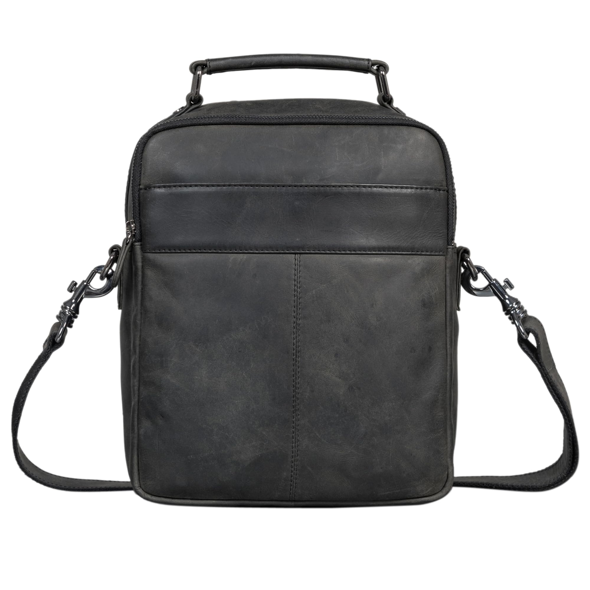 STILORD 'Joe' Bolso de Moda para Hombre Cuero Bolsos de Hombro de Cuero auténtico para Estudiante Tablet Piel Auténtica Mensajero, Color:Carbon - Gris