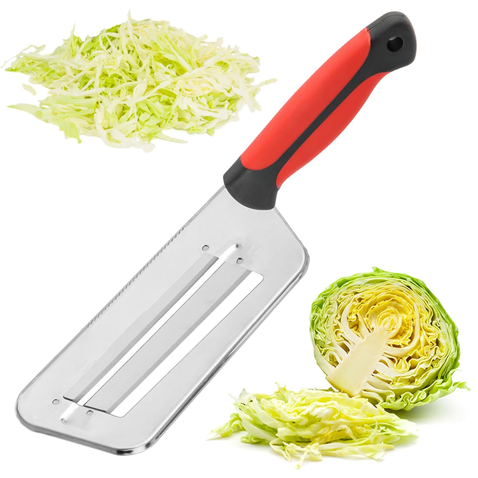 32.5 cm Cabbage Cutter for Coleslaw, Stainless Steel Salad Cutter, Salad Cutter, Cabbage Cutter for Kitchen, Fruit and Vegetable Cutter (Red)-picture-12
