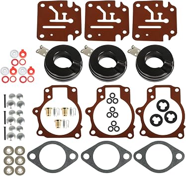 3 Pack Carburetor Carb Repair Kit 396701 392061 398729 Replacement for Yacht 65 70 75 Horsepower