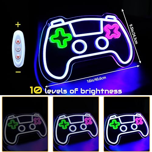 Miniatura 6 de Letrero de neón de juegos para decoración de pared de habitación de jugadores, 16 pulgadas, regulable, letrero de neón para dormitorio de niños,