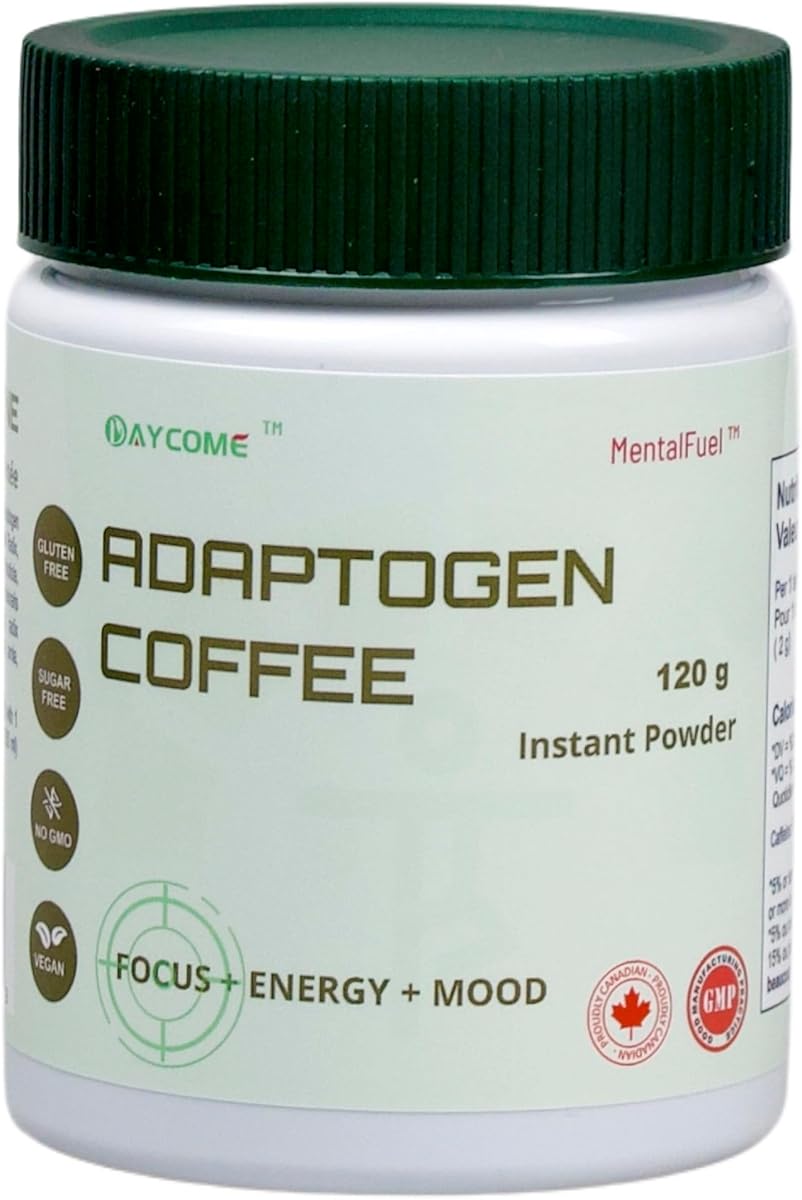 MentalFuel MentalFuel Adaptogen Mushroom Coffee – Medium Roast Instant, 60 Servings, Ashwagandha, Rhodiola, Reishi, Ginseng, Maca – Energy Support – Vegan, Gluten-Free