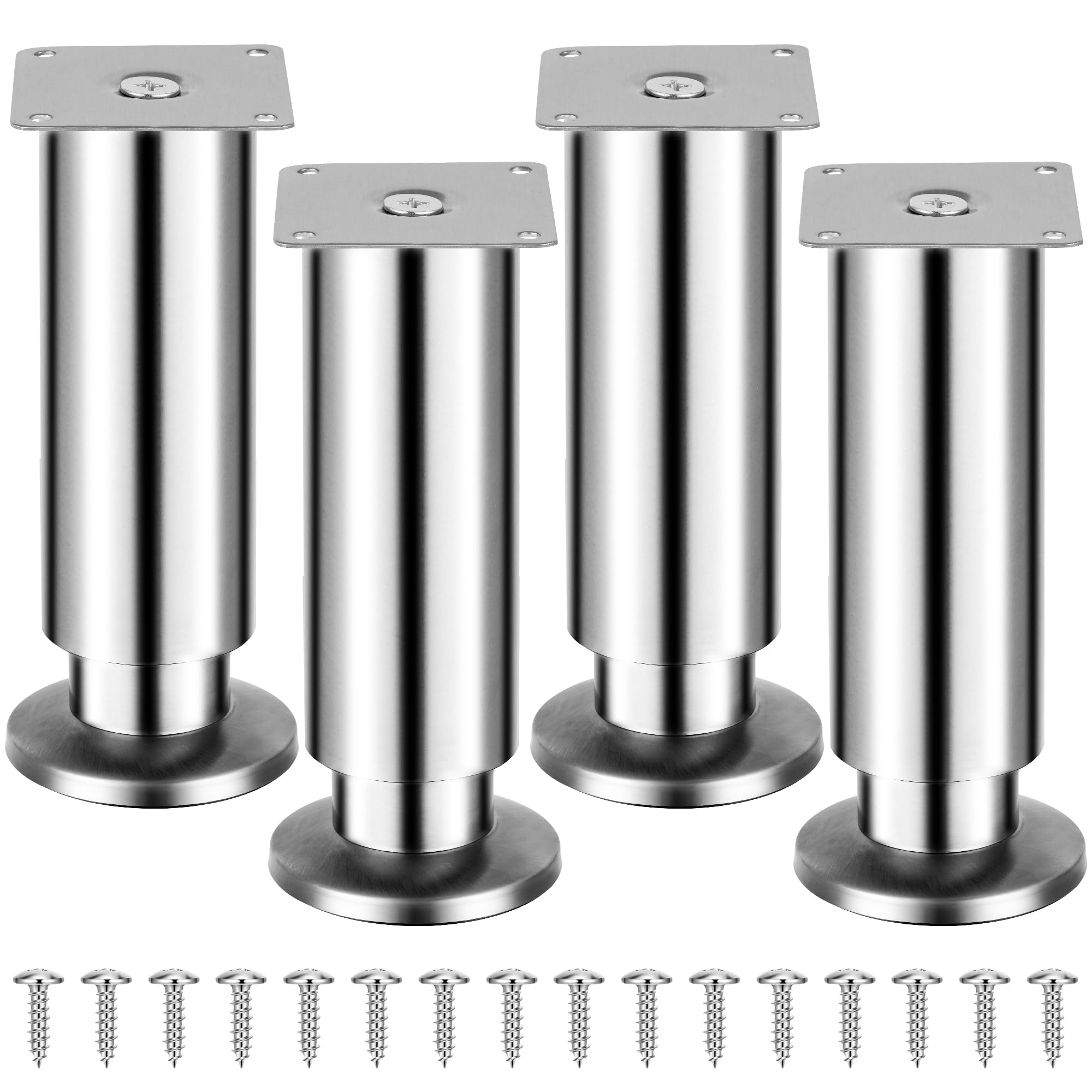 Torven 4er-Set Edelstahl Möbelfüße (250kg Traglast), Möbelfüße Verstellbar – Als Schrank Füße, Sofa Füße, Badezimmermöbel-Füße, Bettfüße & Tischfüße, möbelfüße Metall (Schwarz, 10 cm)