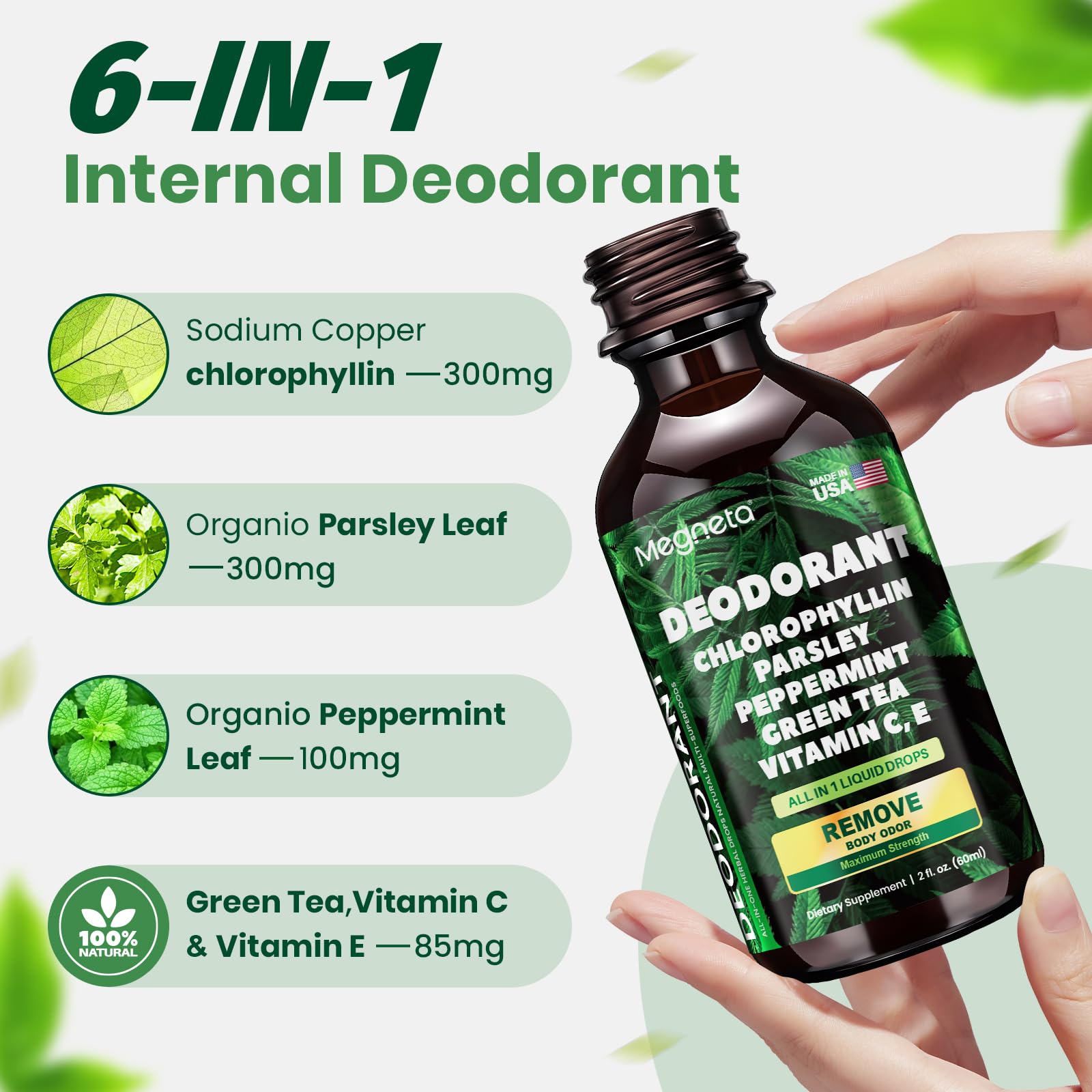 Chlorophyll Liquid Drops With Chlorophyllin, Parsley & Peppermint, 2 fl oz — Amazon image 2
