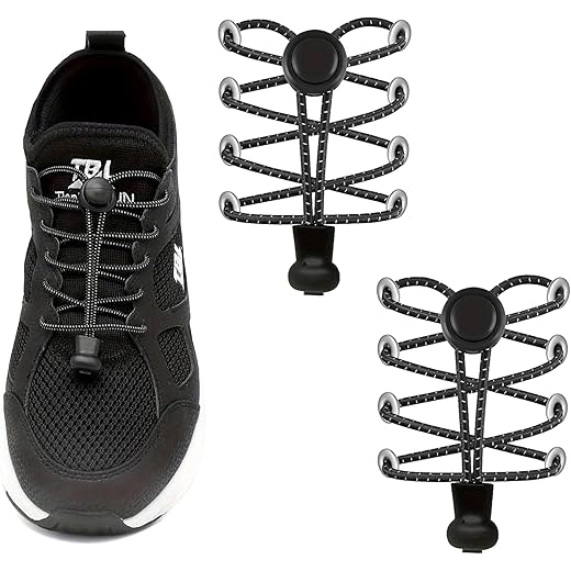 No Tie Elastic Shoelaces Black 100 CM