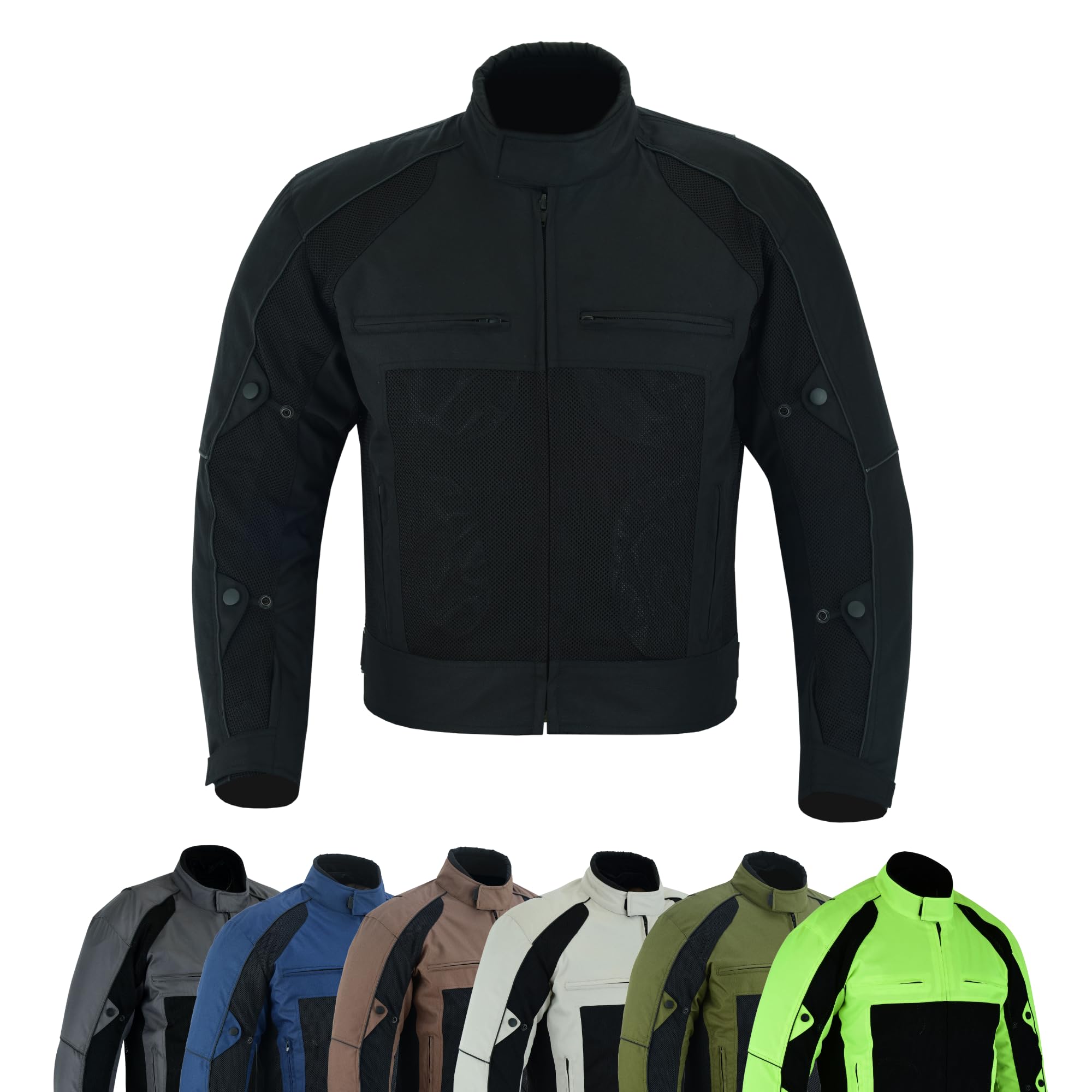 warrior gears Motorbike Jackets for Men Waterproof Mesh Textile Motorcycle Jacket with CE Armours and Removable Lining, Black - 7XL