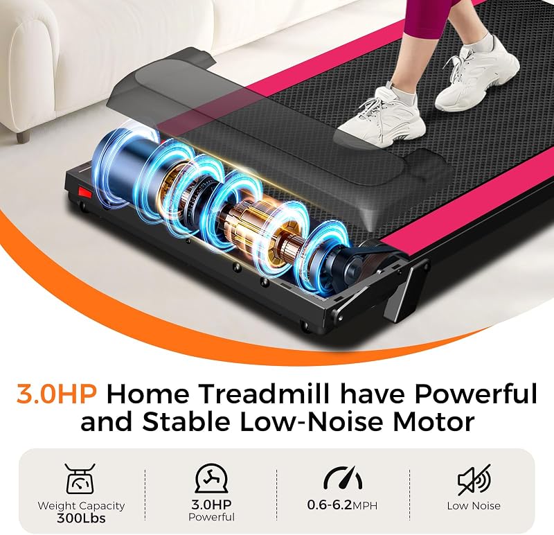 Walking Pad, 2.5HP Walking Pad Treadmill with Handle Bar, 3 in 1 Portable Under Desk Treadmills for Home,Foldable Treadmill for Small Space,Compact Home Treadmills with Remote Control,300LBS Capacity image 2