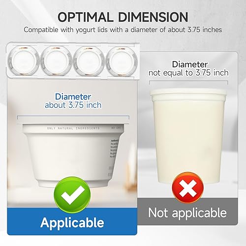 Miniatura 2 de Sophico Organizador de yogur para refrigerador, deslizadores de yogur de 4 capacidades para refrigerador, soporte de yogur con cintas adhesivas para