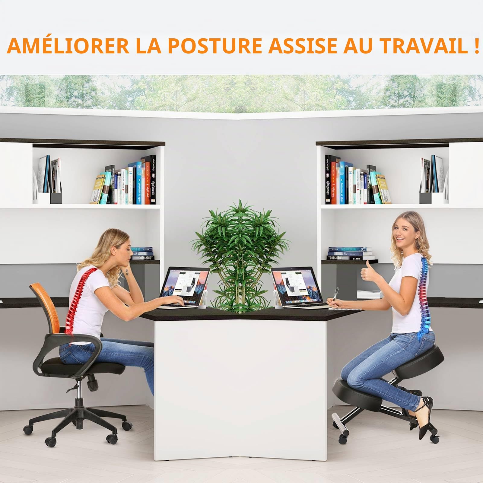 Himimi (Amélioration et épaississement Chaise Genou, Ergonomique, réglable, correcteur de Posture, Chaise orthopédique pour la Maison et Le Bureau