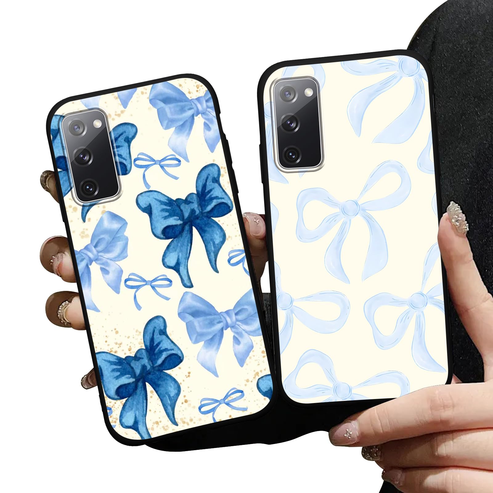 Zrutru 2 Pack Stylish Preppy Bow Phone Cases for Samsung Galaxy S20 FE 5G/S20 Lite/S20 Fan Edition Pretty Fashion Girly Passion Bow Pattern Print