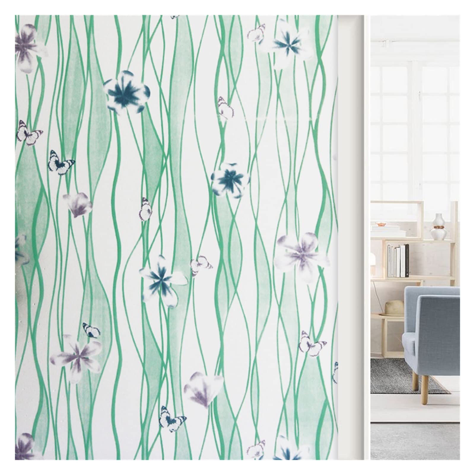 Privacy Film For Glass Windows,Stained Decorative Static Self Adhesive Sticker(Champagne,90x200cm)