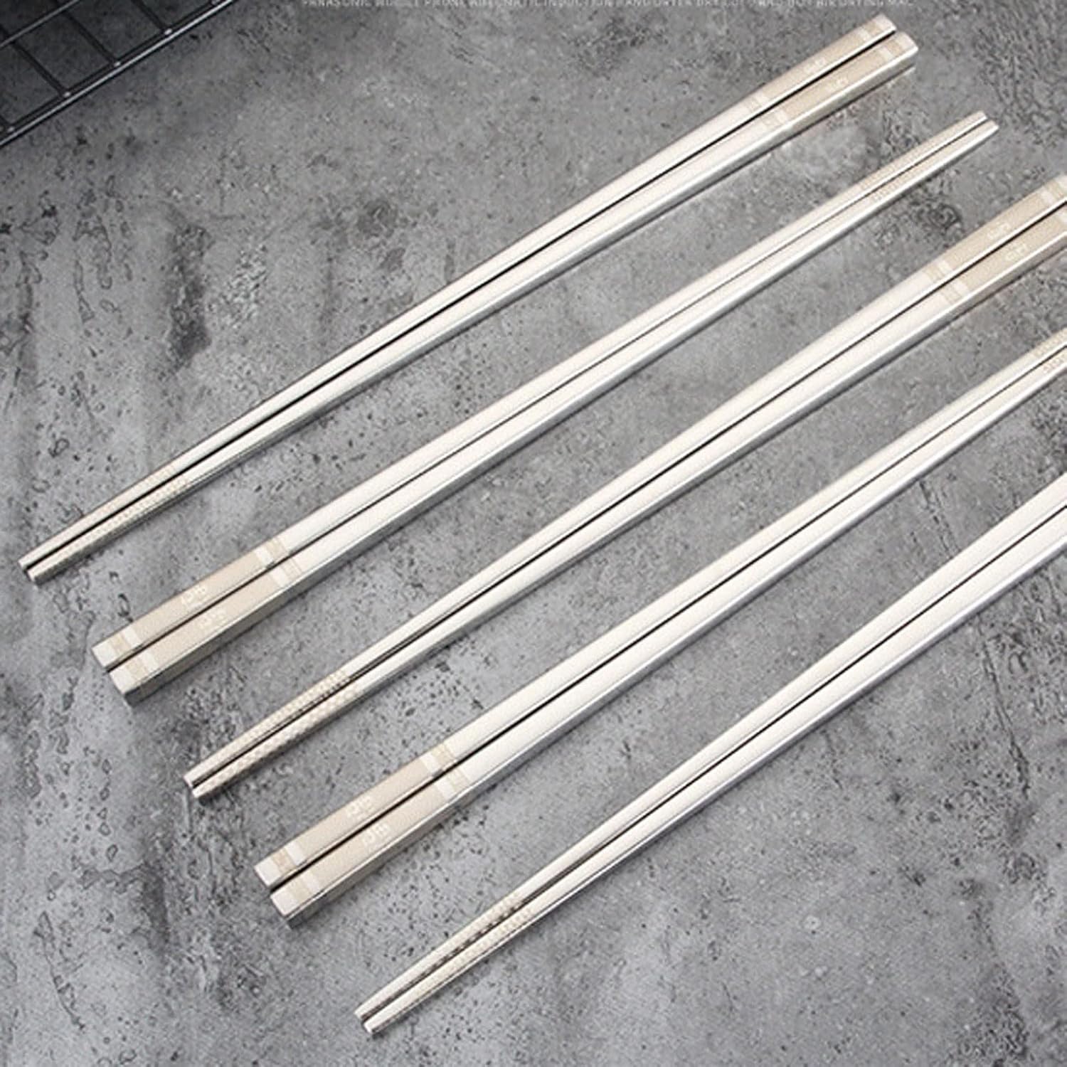 Chopsticks 2 pairs of stainless steel chopsticks,Metal Chopsticks 304 Stainless Steel Reusable,Dishwasher Safe