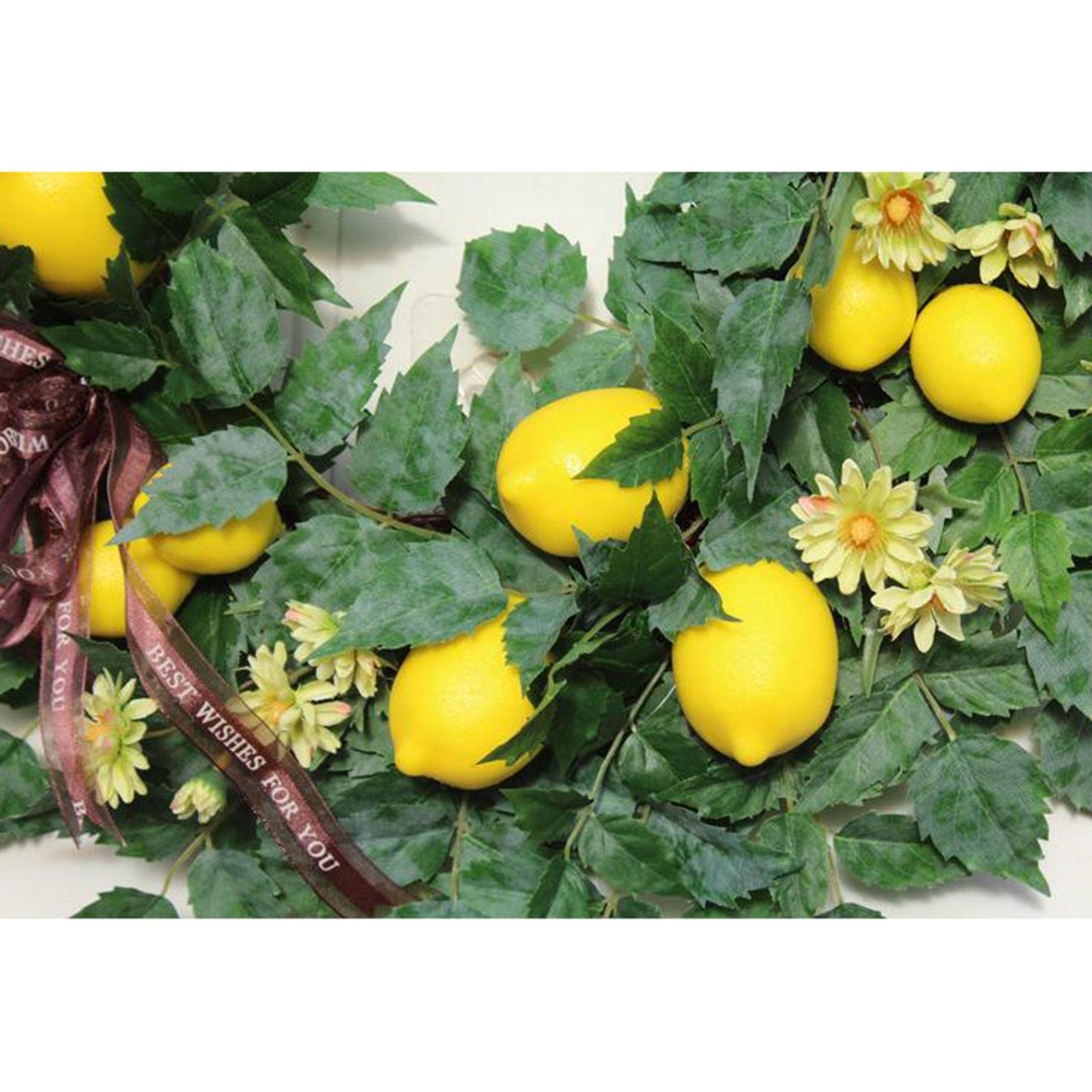 rockible Türkranz Künstlicher Zitronenblumenkranz Blumenkranz Hochzeitsdeko Handarbeit mit Widerstandsfähigen Stoffblättern Und Festlichen Blüten für Büro