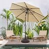 BLUU MAPLE 9 FT Sunbrella Umbrella Patio Market Umbrella Outdoor Table Shade Umbrella with Aluminum Frame Push Button Tilt, 60 Month Color Fastness Sunbrella Canopy Canvas Beige