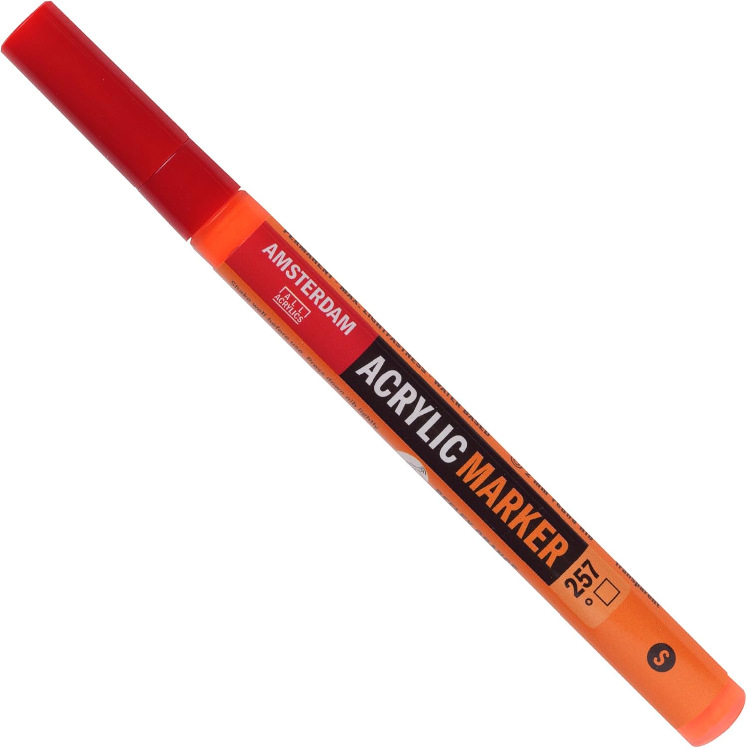 Royal Talens - Amsterdam Acrylic Paint Marker - Small 1-2 mm Tip - Full Range of 30 Colours Available - Single Marker Pen - Reflex Orange #257