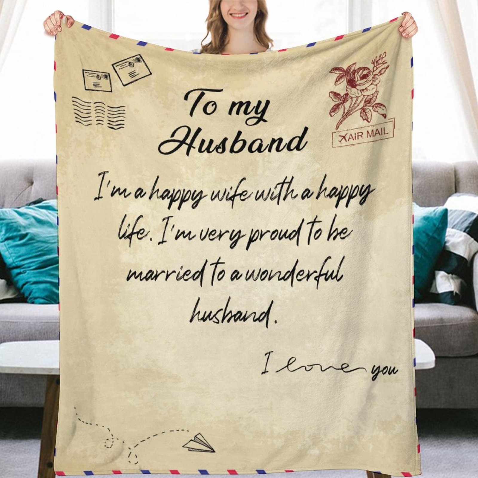 Couverture en flanelle cadeau d'anniversaire original et chaud pour mari