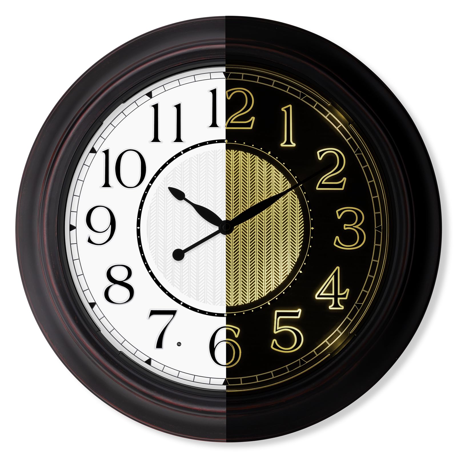 Koosome Illuminated Indoor Outdoor Clocks Waterproof, Large 18 Inch Retro Silent Lighted up Battery Operated Waterproof Wall Clock for Patio Pool Garden Yard Living Bedroom (Bronze)