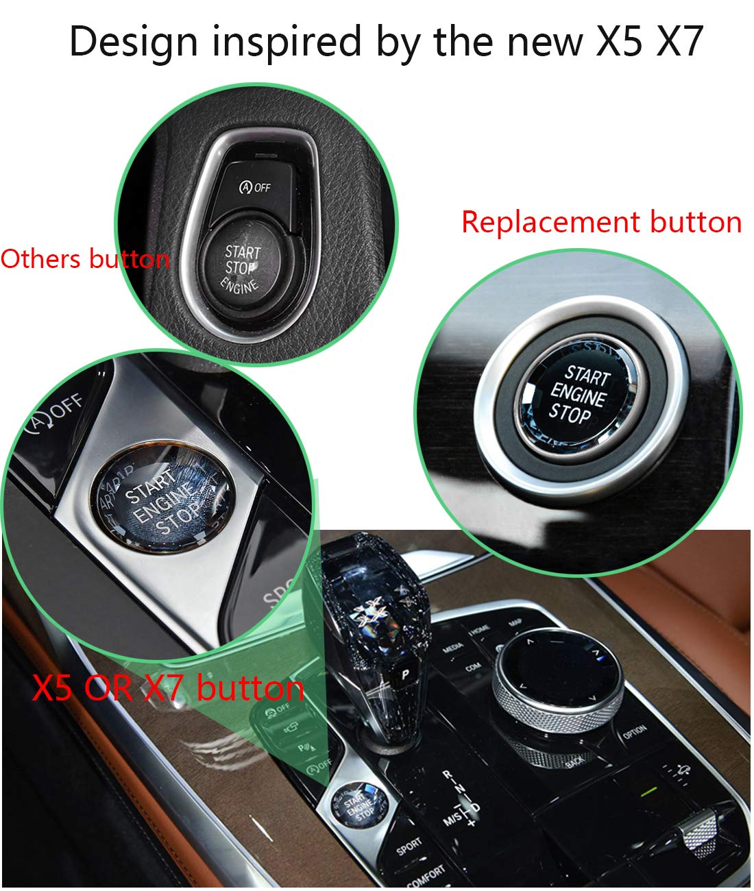 Lanyun Bouton d'allumage style cristal pour moteur avec châssis E