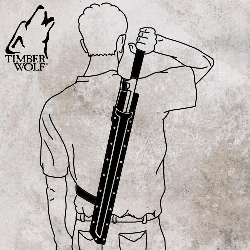 Timber Wolf Full-Tang Ninja Sword | 17 1/4" Stainless Steel Blade | Sure Grip Nylon Cord Wrapped Handle | Durable ABS Scabbard with Belt Loop and Shoulder Strap Included | Overall Length 27"
