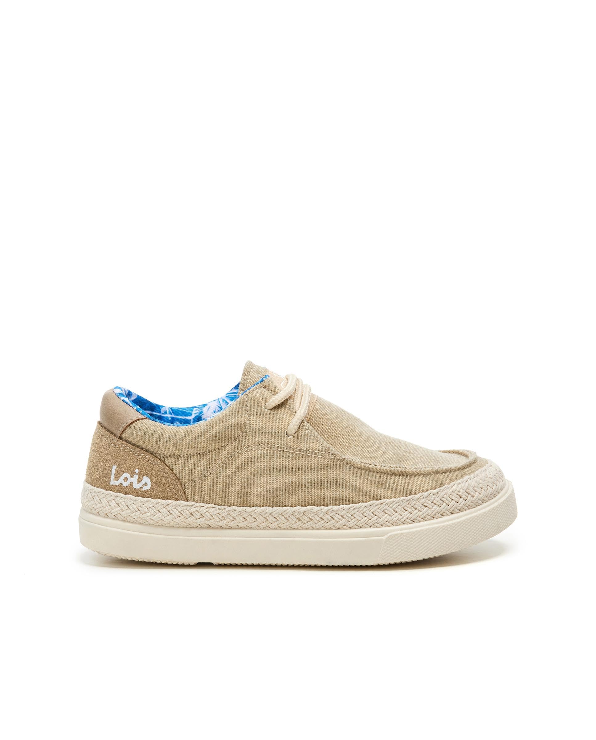 Lois Bamba Yute Textil con Cordones Niños Color: Beige Talla: 33