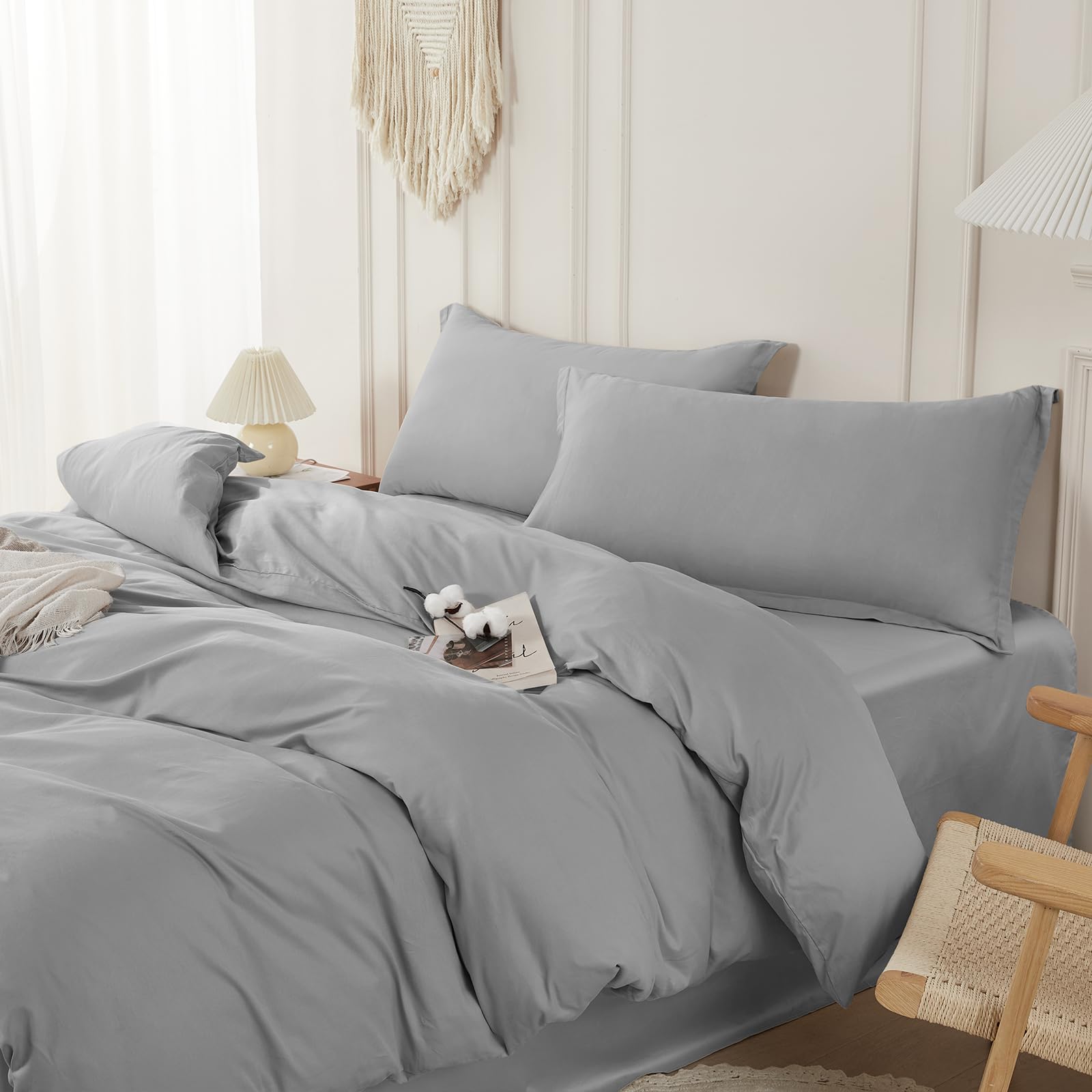 SAPHREAS Gray Cotton Duvet Cover
