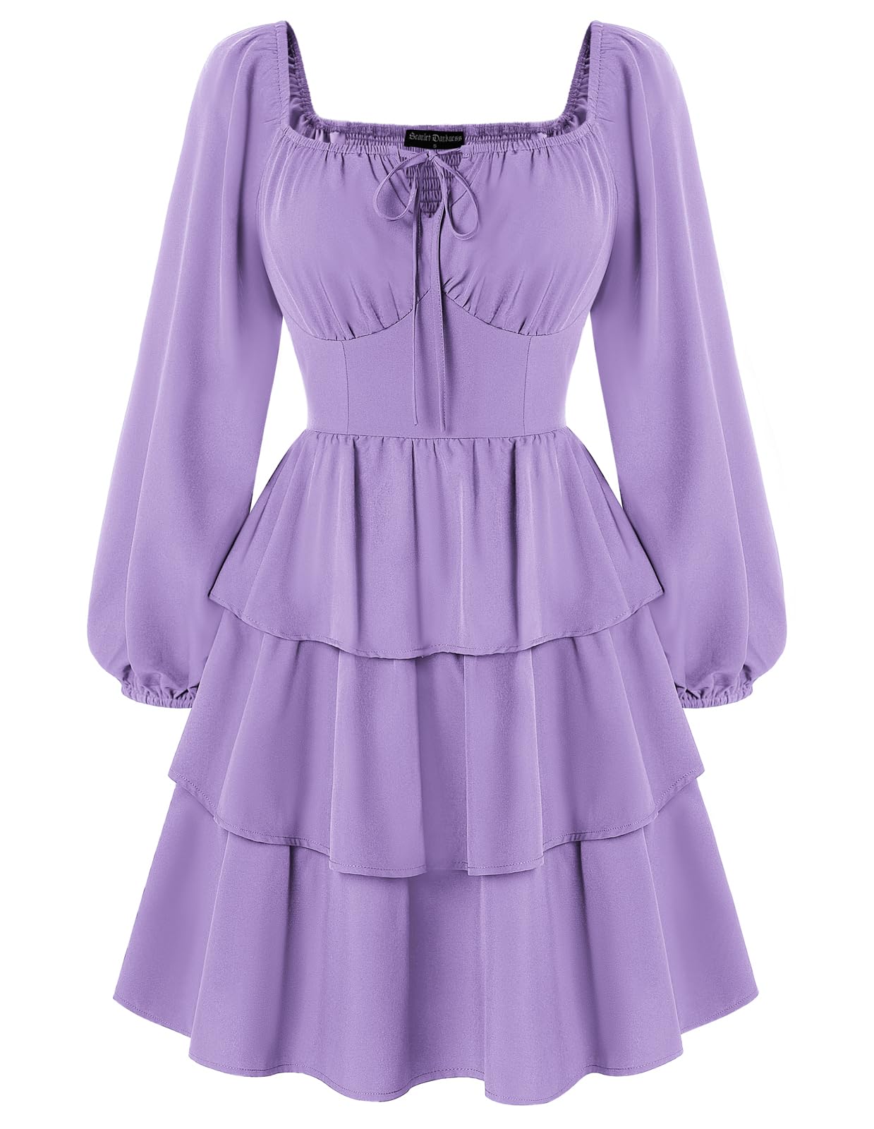 Scarlet Darkness Renaissance Dress for Women Off Shoulder Long Sleeve Medieval Corset Dresses, Purple, S — image 1