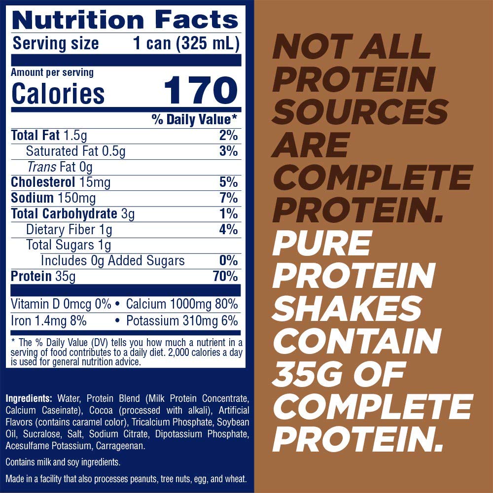 Pure Protein Frosty Chocolate Protein Shake, 35g Complete Protein