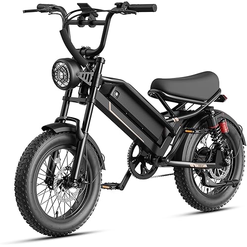 Jasion 3000W/2000W Electric Bike for Adults Teens,Electric Dirt Ebike 80/55 Miles Range,Moped Style E Bike 32/28MPH,20"/16"*4 Fat Tire Off Road Bike with Cruise Control,Dual Suspension E Motorcycle