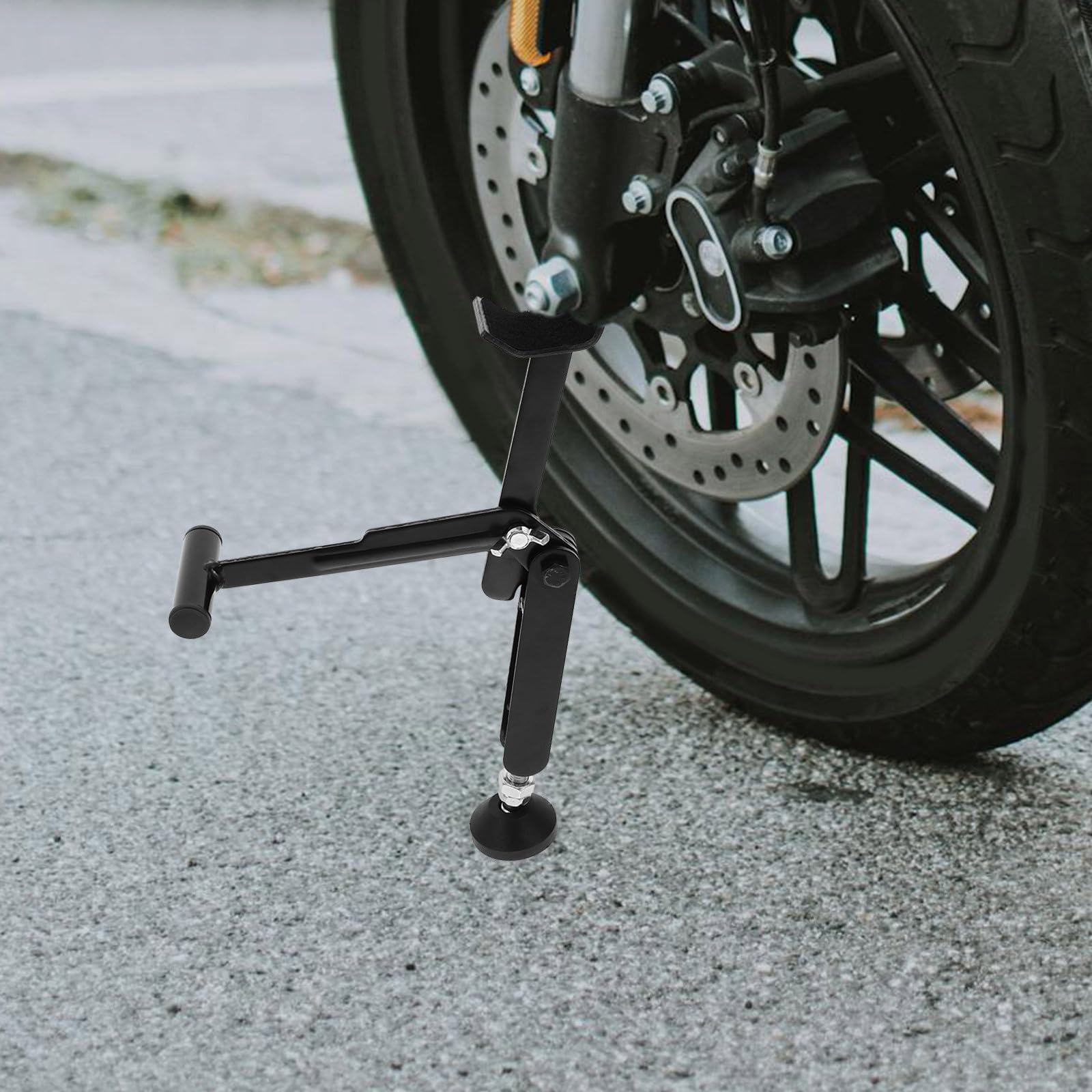 Mipcase Cavalletto Solleva Moto in Metallo Nero per Ruota Anteriore e Posteriore, Pieghevole e Sollevamento senza Sforzo per Manutenzione e Riparazione Moto