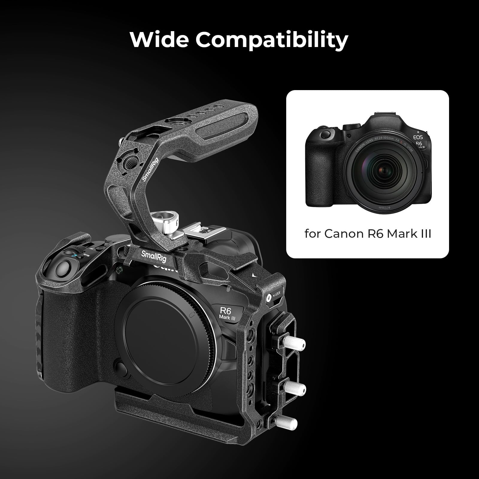 SMALLRIG R6 Mark III / R6 Mark II Cage "Black Mamba" Kit palmare per Canon con manico superiore, gabbia completa, morsetto per cavo HDMI e USB-C - 5960