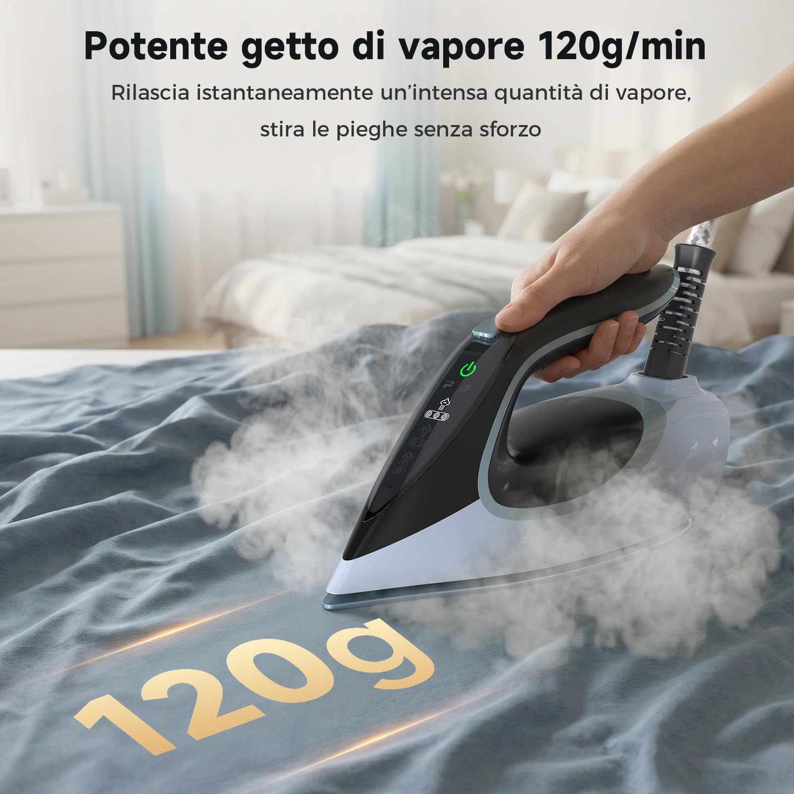 WOOX Ferro da Stiro a Vapore con Caldaia, Ceramica a Riscaldamento Rapido, 2200W, Regolazione Vapore & Temperatura, Autopulizia, Spegnimento Automatico, serbatoio 1300ml – Per stiratura domestica