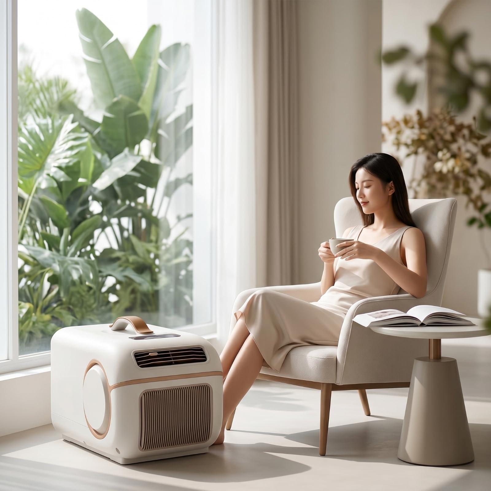 Gralara Condizionatore Portatile 2 in 1 con, 220V Spina Europea, E01 Modello Intelligente Caldo E Freddo