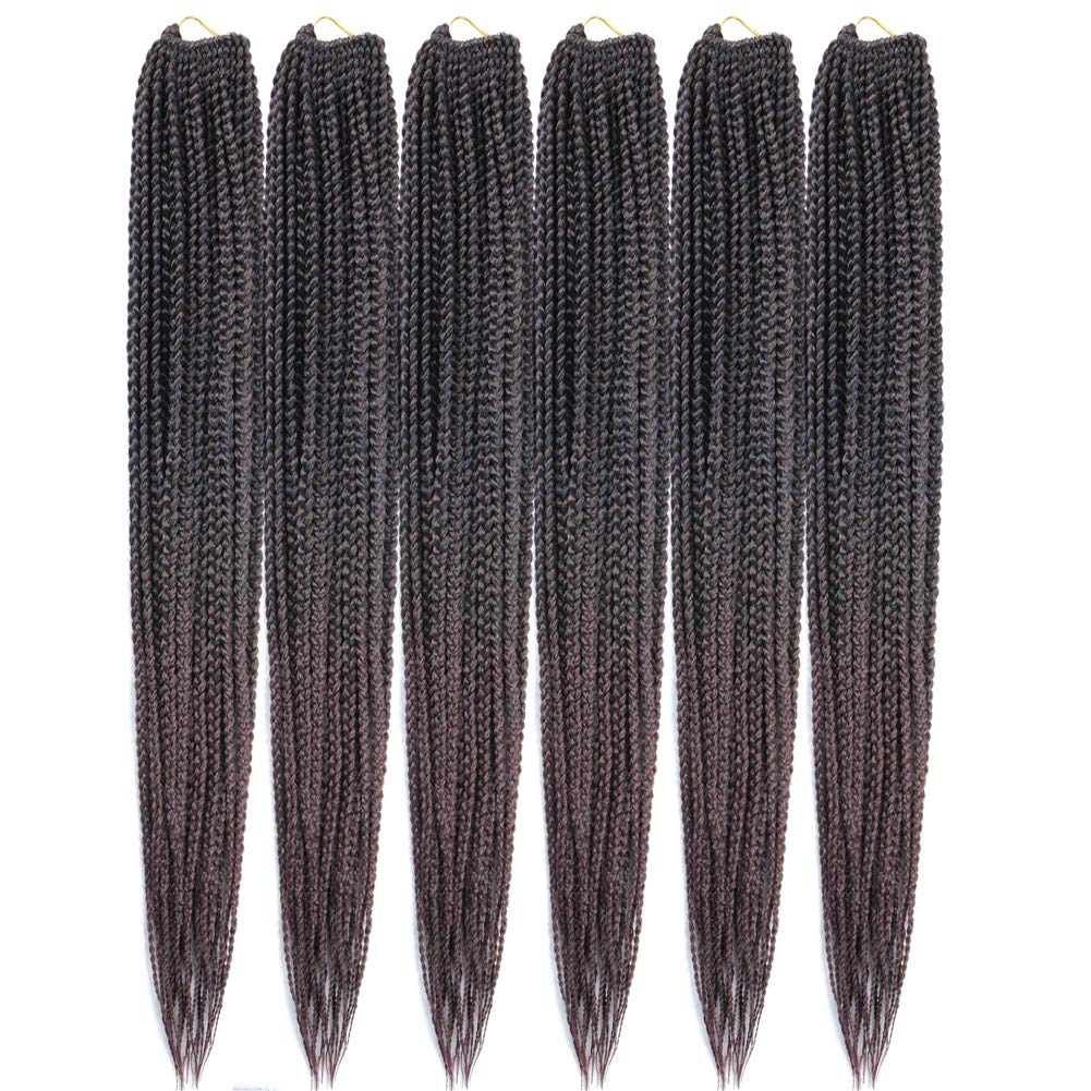 6 Packs/Lot Medium Box Braids Crochet Hair 22 Strands/Pack 1cm in Diameter MRico 3X Box Braid Twist Synthetic Braiding Hair Extensions (30 Inch, #4)